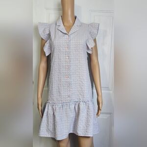 The Shirt Rochelle The Hillary Pastel Checkered Ruffle Sleeve Dress